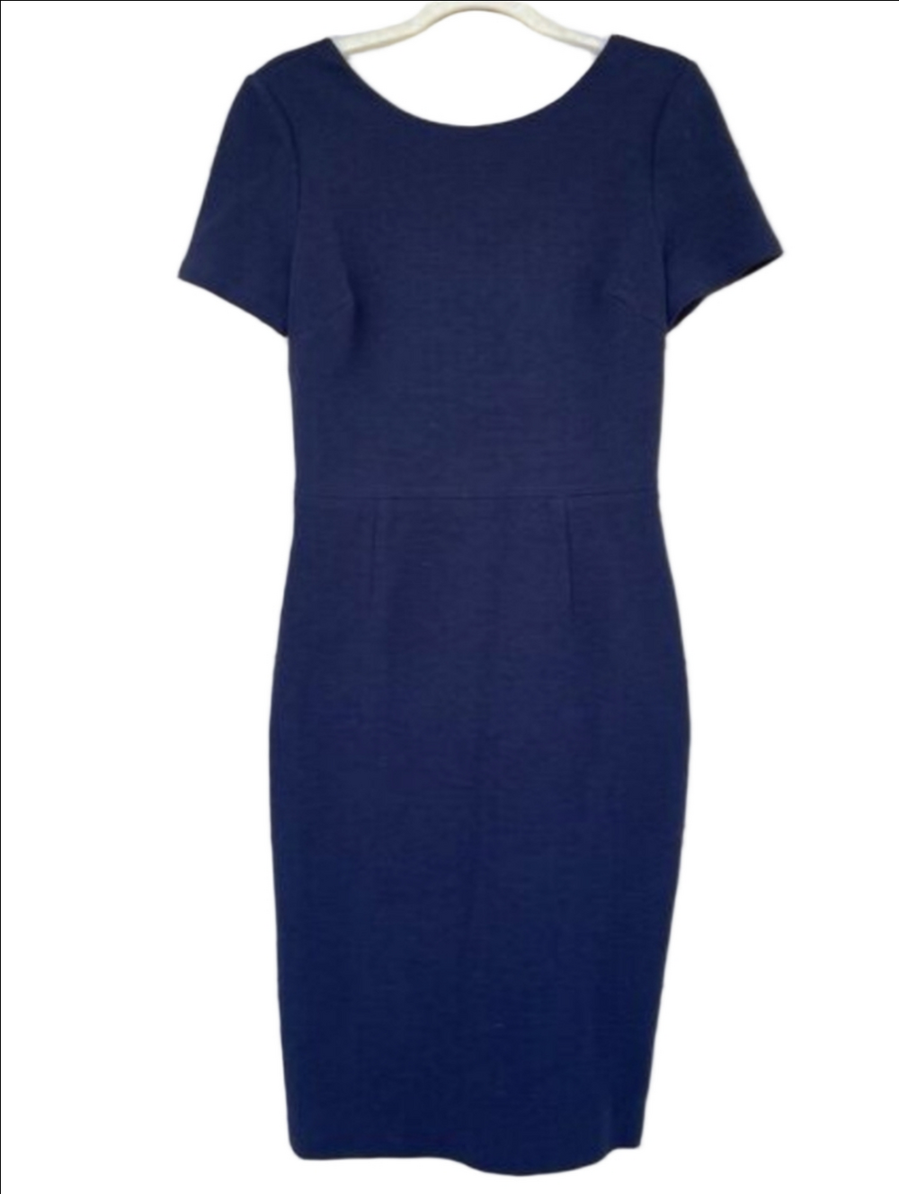 Boden Audrey Navy Ponte Knit Pencil Dress Back Zipper Stretch Ribbed Knee Length